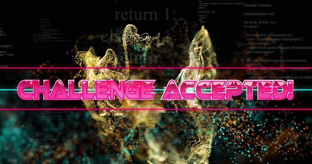 Neon Challenge Accepted on Digital Technology Abstract