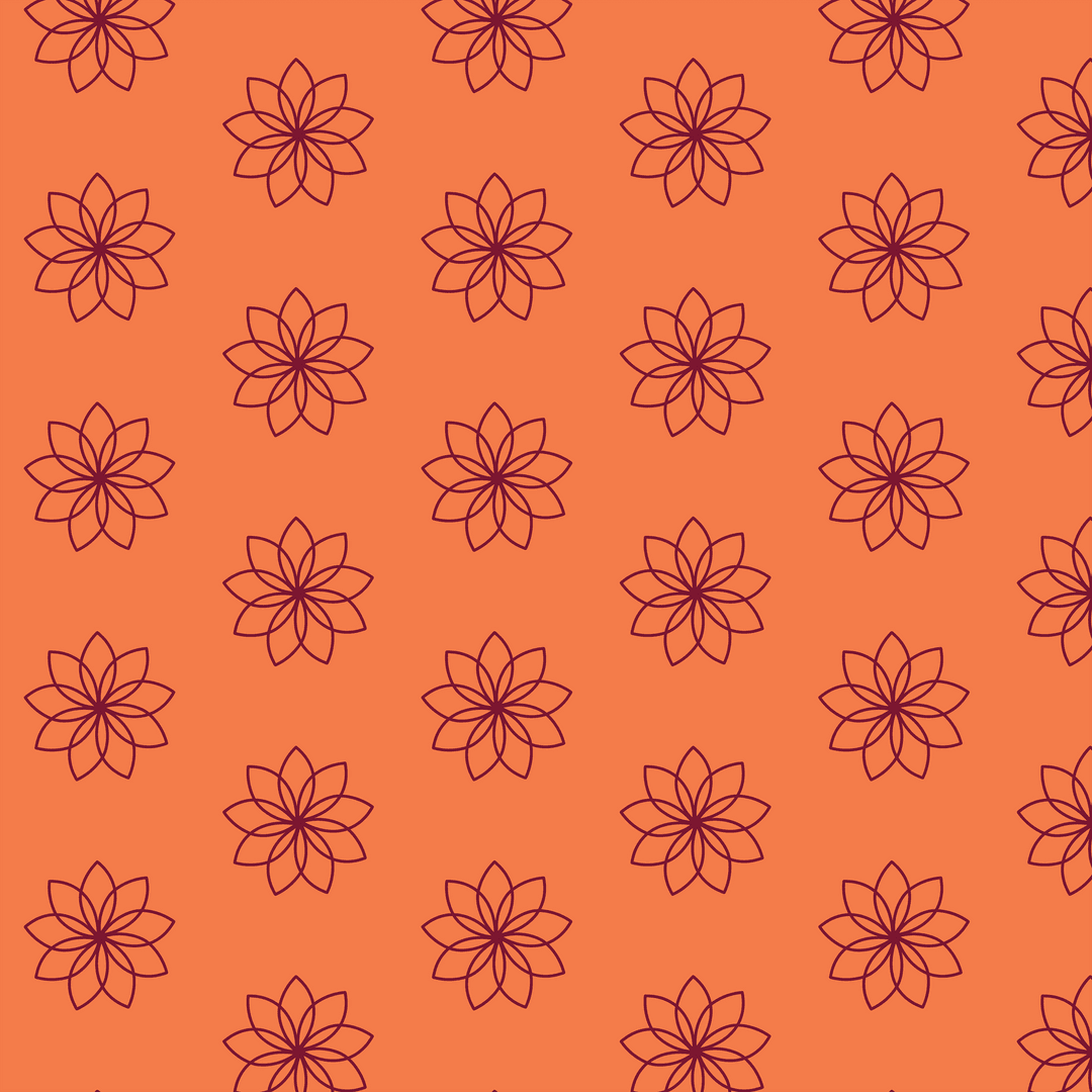 Transparent Floral Pattern Design on Orange Background
