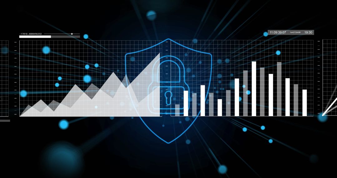 Cybersecurity Analytics: Data Graph and Digital Lock Interface - Free Images, Stock Photos and Pictures on Pikwizard.com