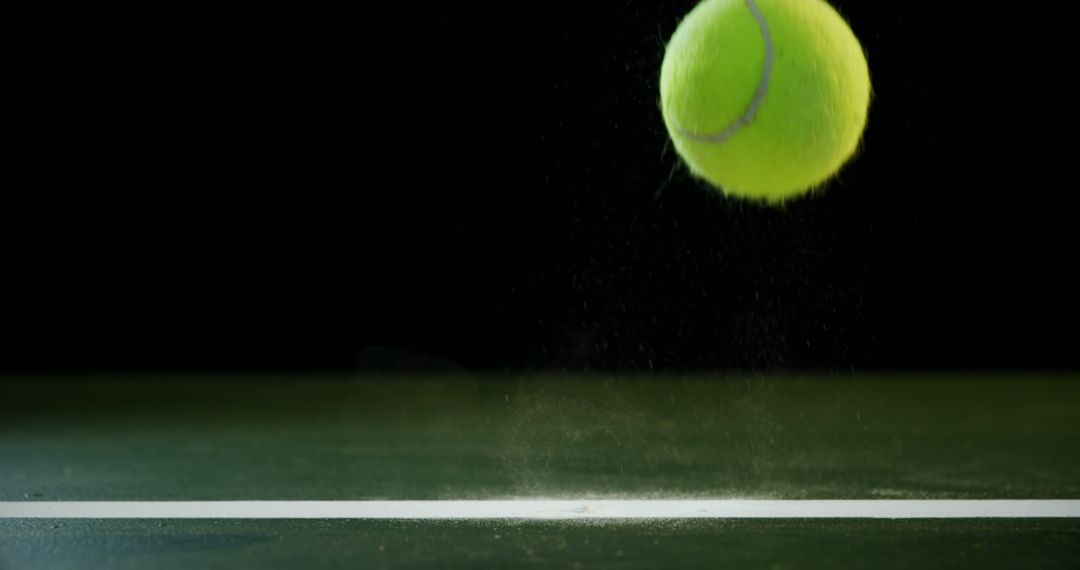 Tennis Ball Bouncing on Court Line in Action - Free Images, Stock Photos and Pictures on Pikwizard.com