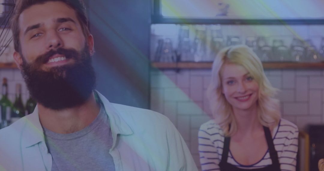 Cheerful Baristas Relaxing in Rustic Cafe Environment