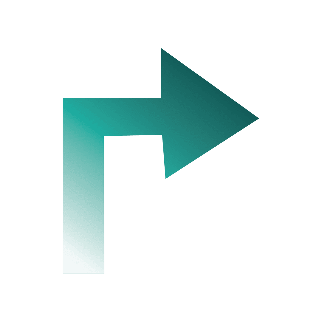 Turquoise Right Arrow with Gradient on Transparent Background