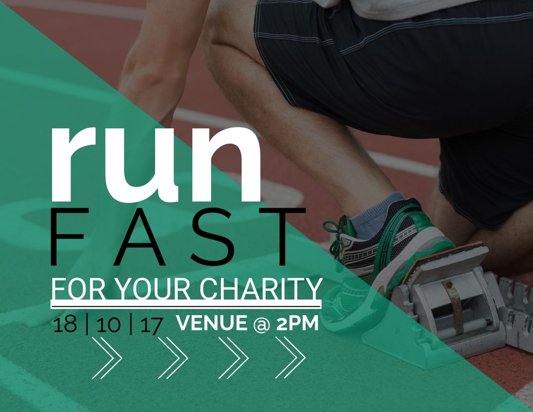 Charity Run Event Promotion with Sprinter at Starting Block