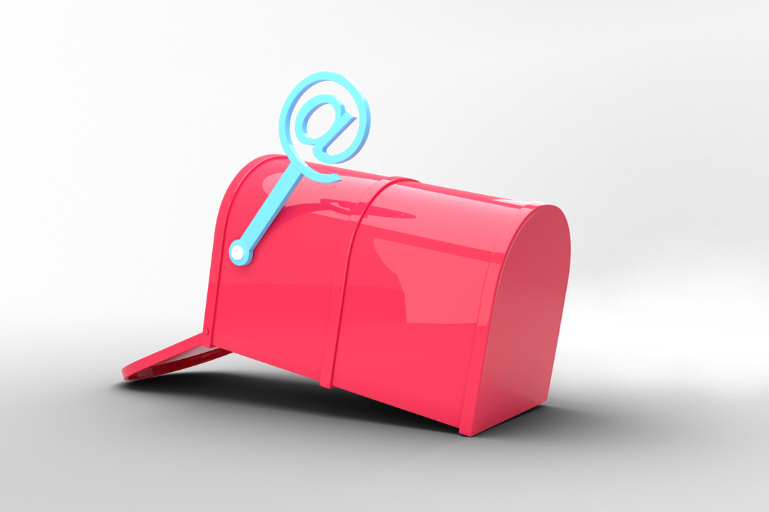 Transparent Illustration of Pink Mailbox with Blue At Sign - Download Free Stock Images Pikwizard.com