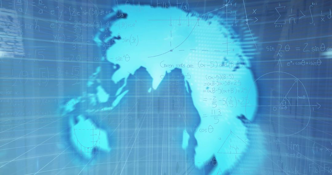 Futuristic Globe with Mathematical Equations Overlay
