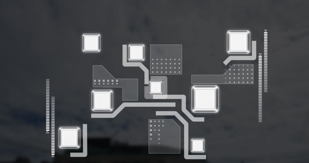 Futuristic Digital Network Interface with Cloud Background