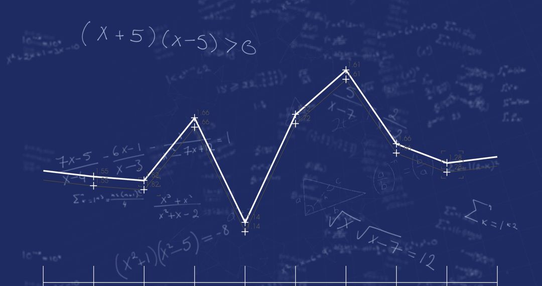 Abstract Graph and Math Formulas on Navy Background