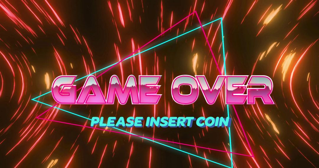 Glowing Game Over Message with Neon Light Trails