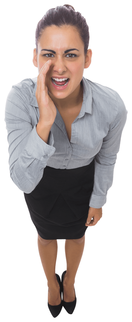 Transparent Caucasian Businesswoman Expressing Enthusiasm