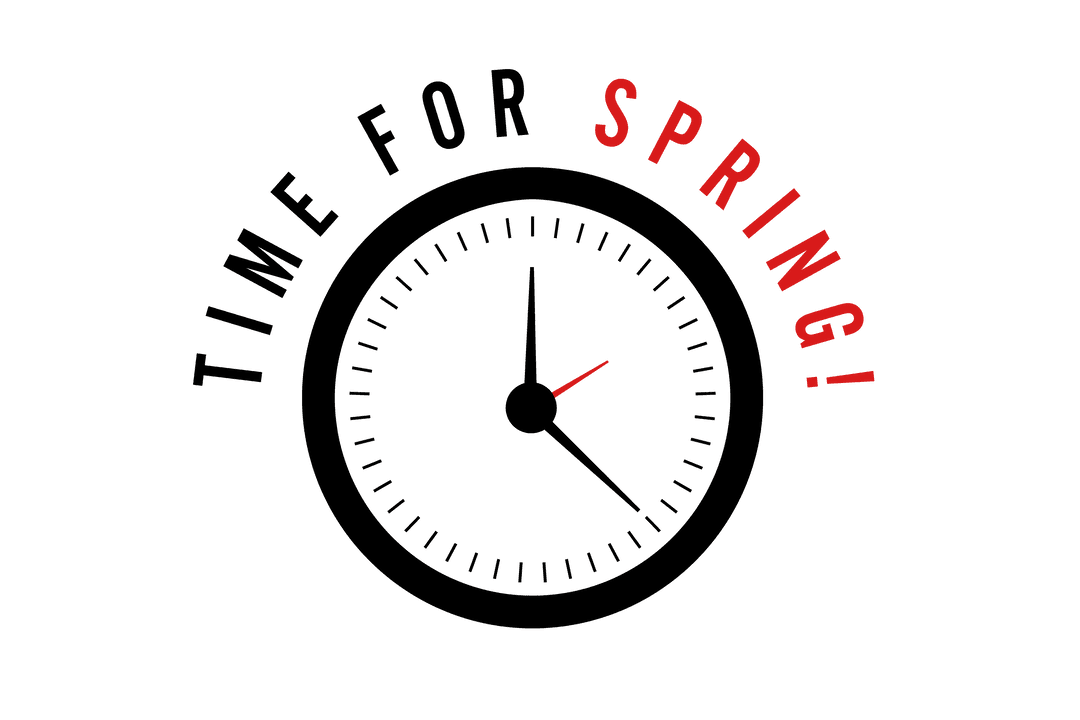 Transparent Clock Illustration with Springtime Theme