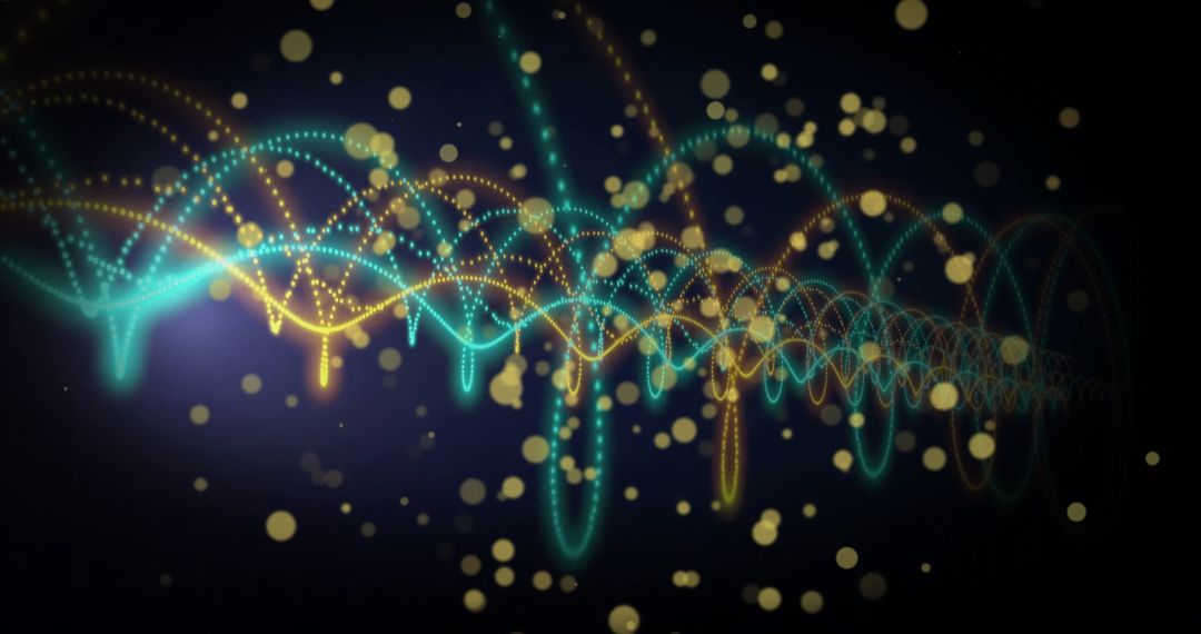 Abstract Digital Network with Golden Light Particles