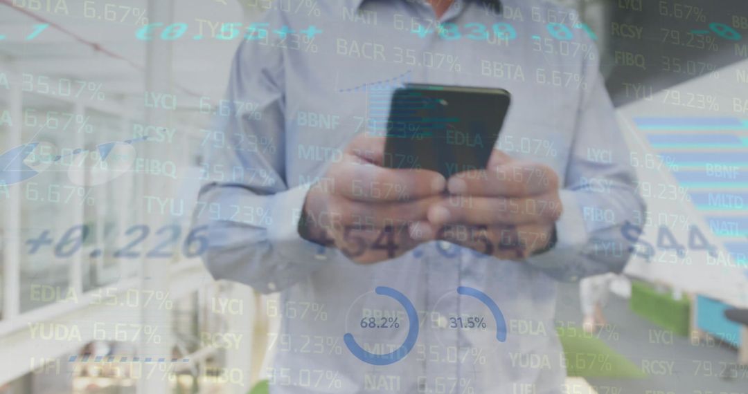 Businessman Breaks Down Financial Data on Smartphone