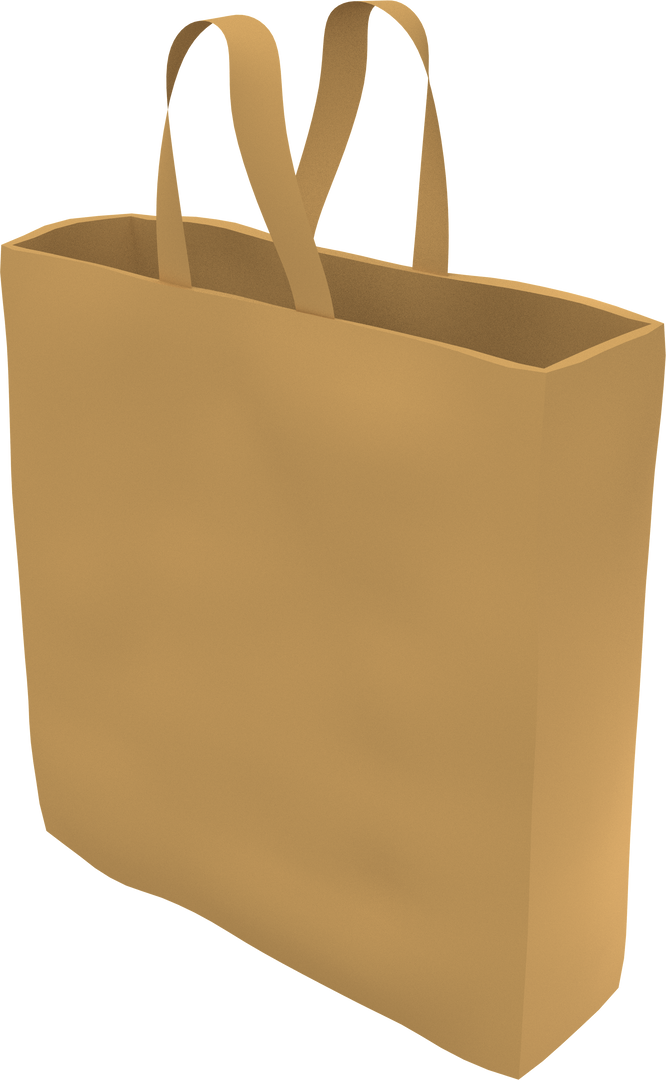 Beige Shopping Bag With Long Handles On Transparent Background - Download Free Stock Images Pikwizard.com