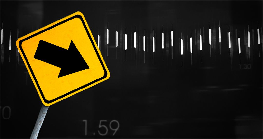 Financial Data with Road Warning Sign Concept