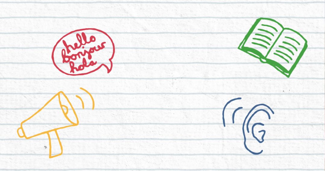 Colorful Education Icons on Notebadk Background for Learning Concepts