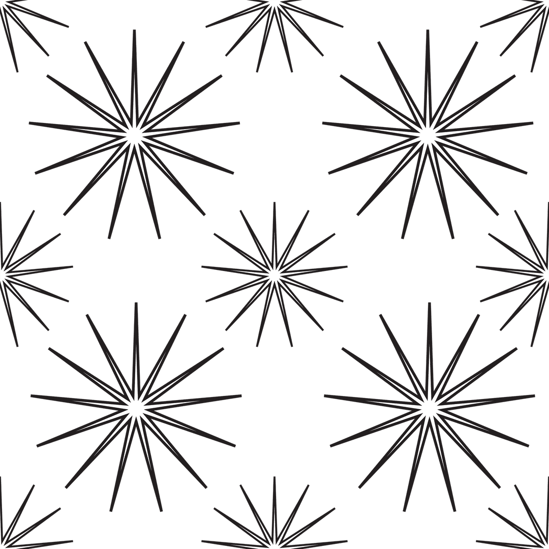 Black Starburst Pattern on Transparent Background