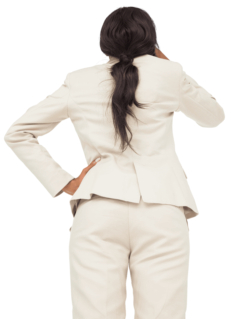 Businesswoman in Suit from Behind on Transparent Background