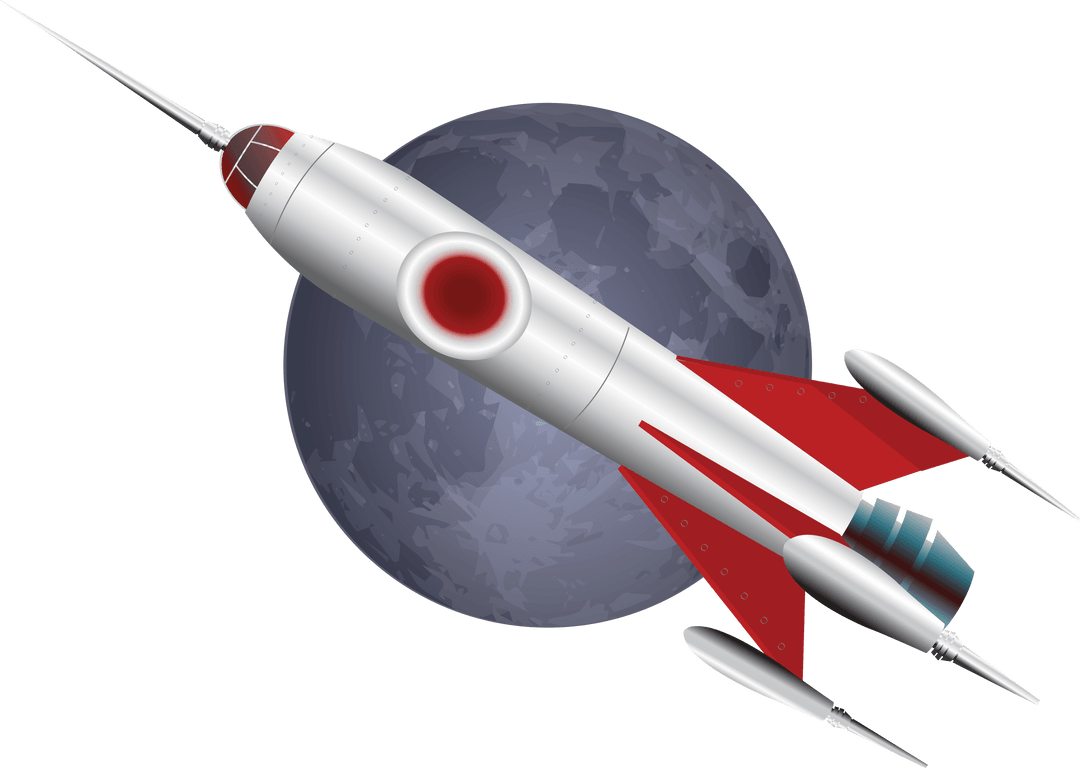 Digital Space Rocket in Flight on Transparent Background