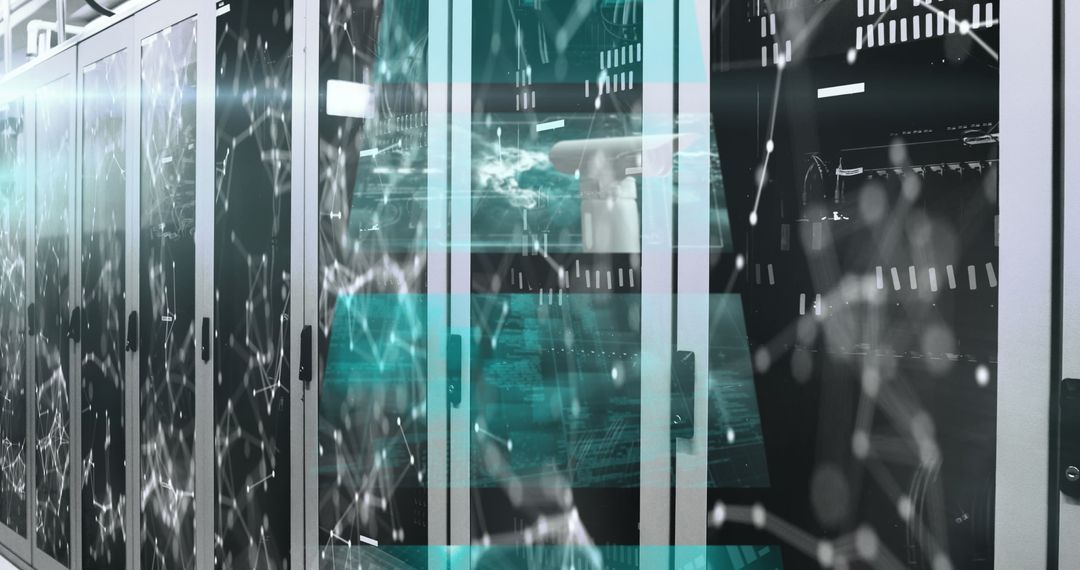 Futuristic Data Center with Digital Network Visualization - Free Images, Stock Photos and Pictures on Pikwizard.com
