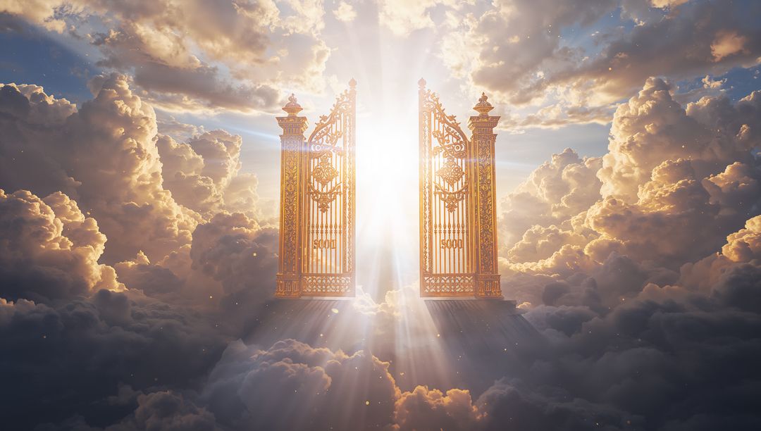 Majestic Golden Gates Illuminated by Heavenly Light