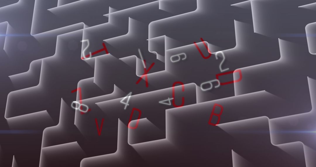 Digital Numbers Overlay on Abstract Labyrinth Background