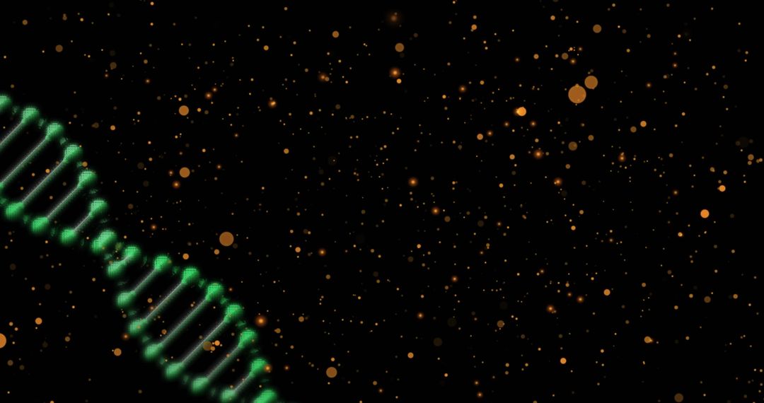 DNA Double Helix Glowing with Digital Particle Swirls