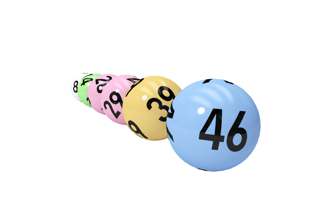 Colorful 3D Bingo Balls Displaying Winning Numbers Transparent