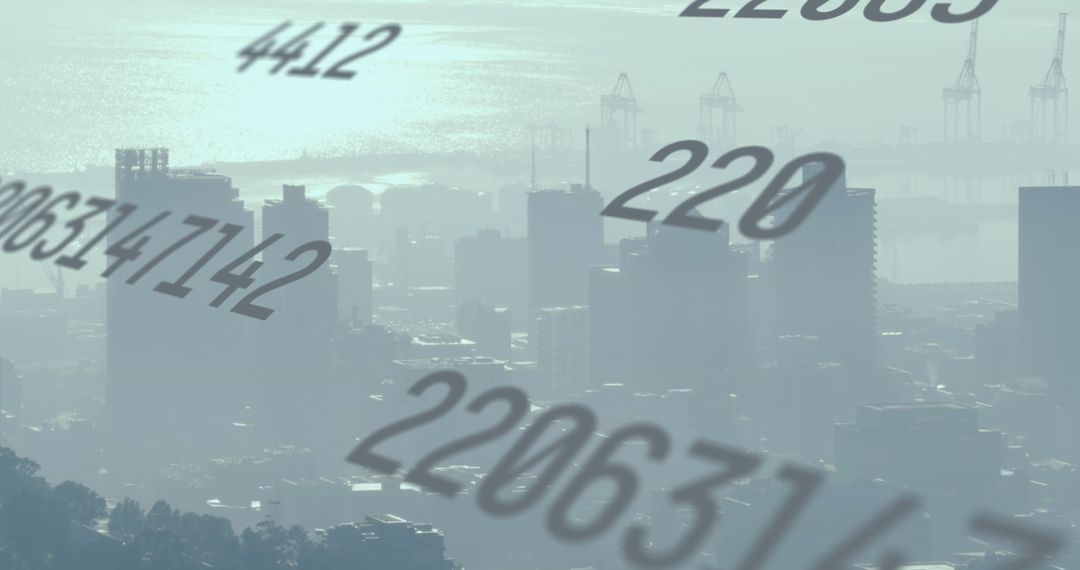 Futuristic Digital Overlay on Cityscape