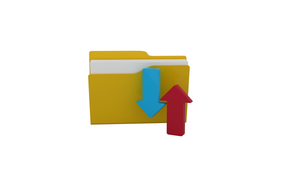 Transparent Yellow Folder Icon with Red and Blue Arrows Isolated on Transparent Background - Download Free Stock Images Pikwizard.com