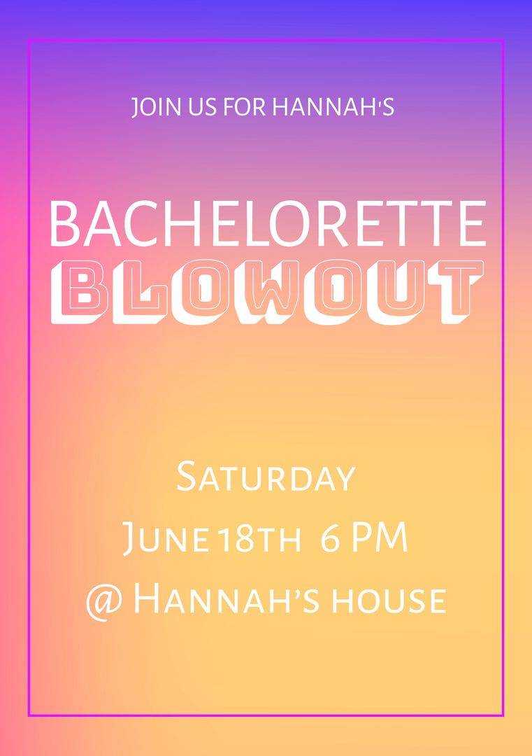 Colorful Bachelorette Party Invitation Template with Gradient Background - Download Free Stock Templates Pikwizard.com