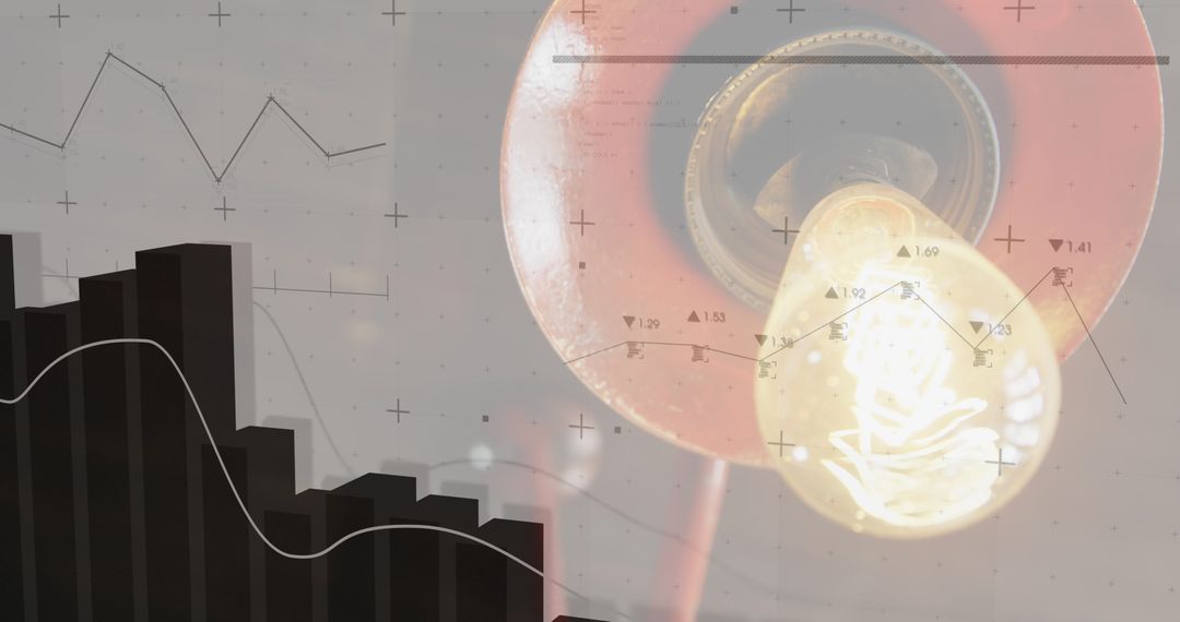Conceptual Image of Innovation with Light Bulb and Data Visualizations - Free Images, Stock Photos and Pictures on Pikwizard.com