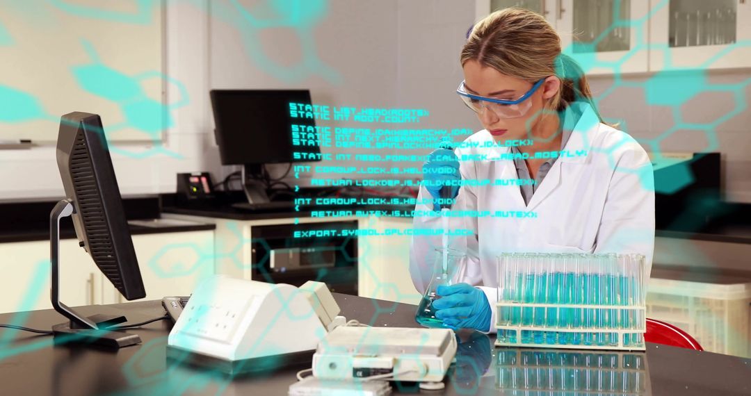 Woman Scientist Analyzing Data in Modern Laboratory