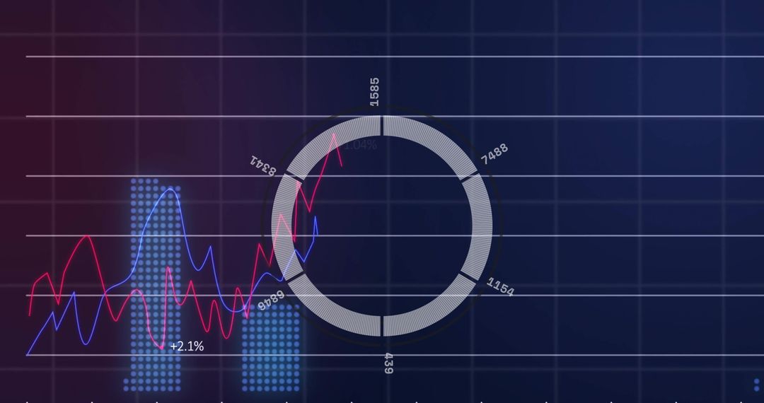 Financial Data Processing with Chart and Dark Grid Background