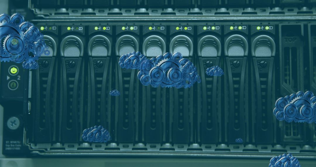 Digital Blue Clouds with Computer Server Rack for Networking Concepts - Free Images, Stock Photos and Pictures on Pikwizard.com