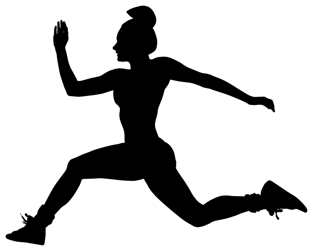 Silhouette of Woman Running on Transparent Background for Fitness Concept