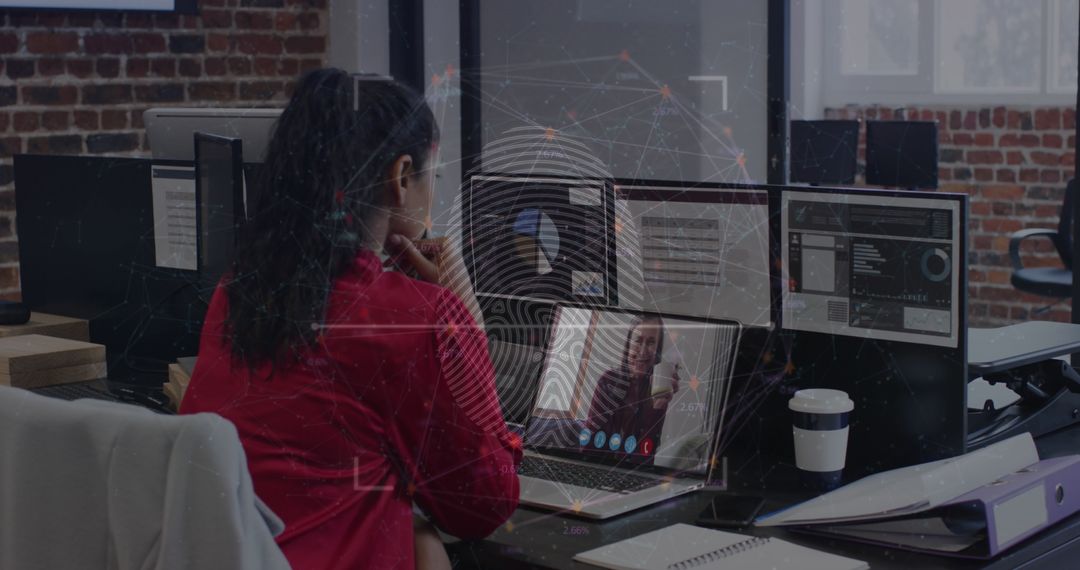 Professional Engaged in Virtual Meeting in Modern Office Setting