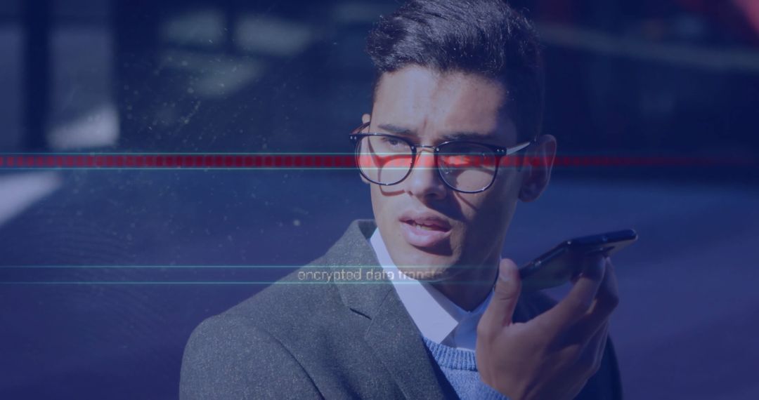 Businessman Engaged in Secure Data Communication