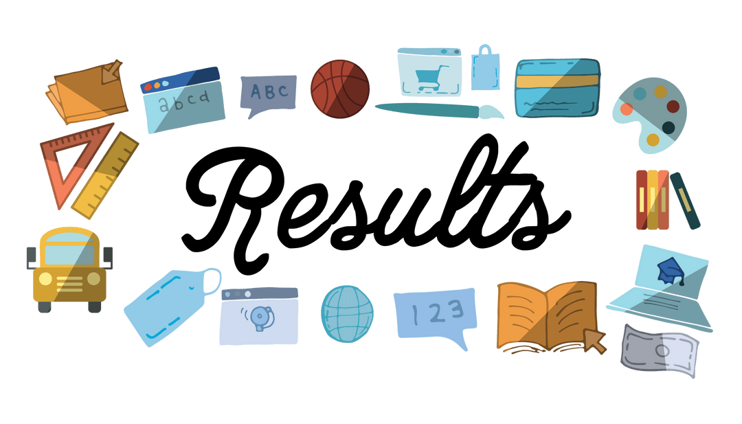 Transparent School Supplies and Results Text Illustration