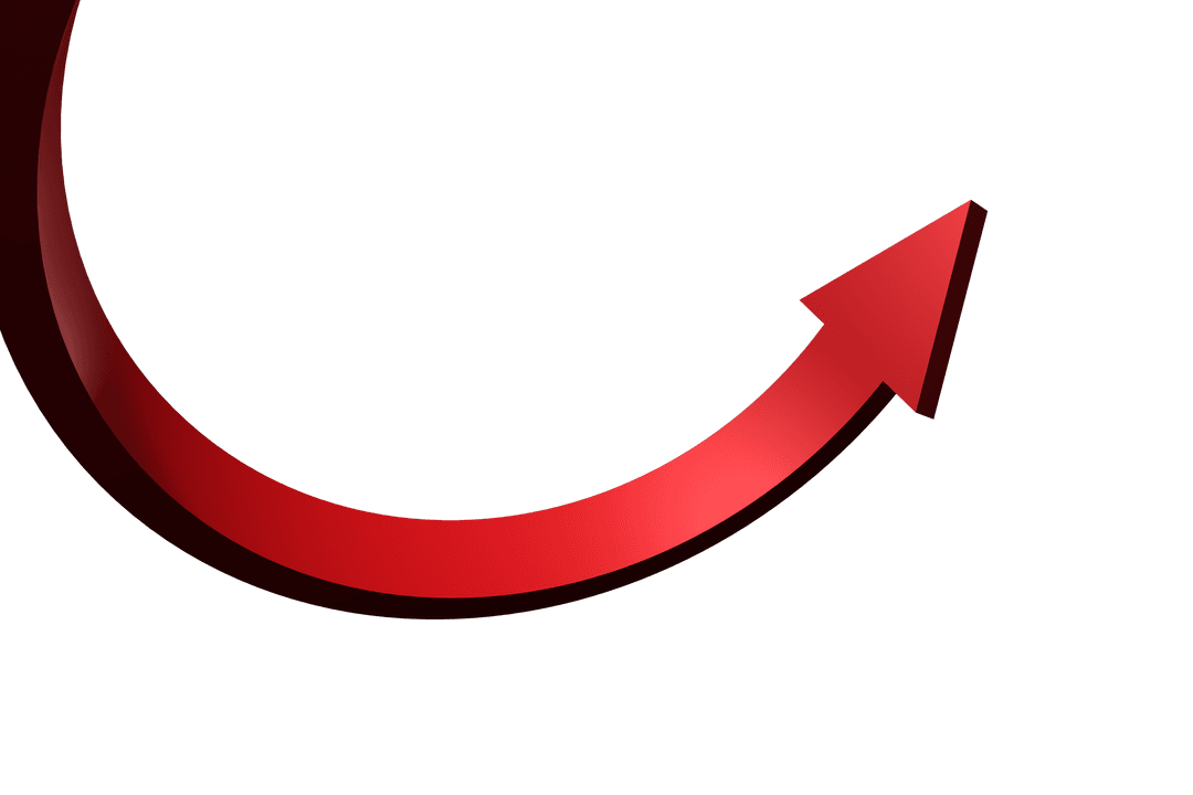 Curved Red Arrow on Transparent Background for Graphic Design