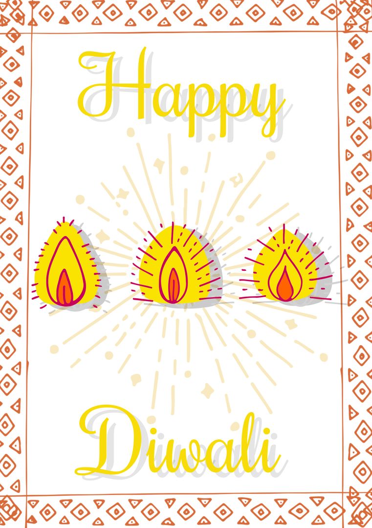 Festive Diwali Greeting Card with Vibrant Diyas Design