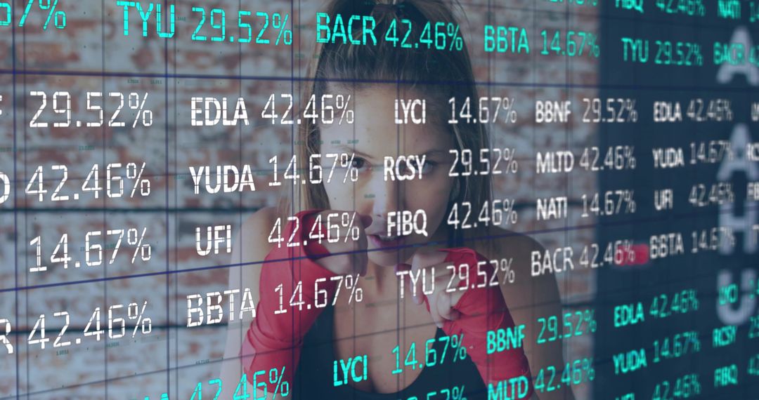 Boxer Analyzing Strategy with Stock Ticker Backdrop