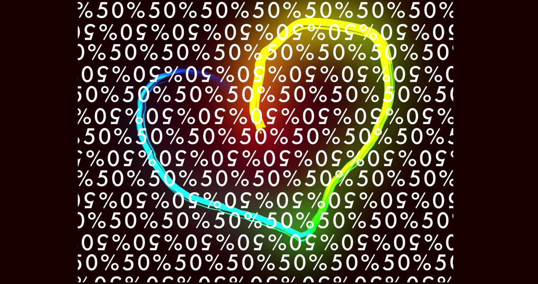Neon Heart with 50% Off Promotion Background Design
