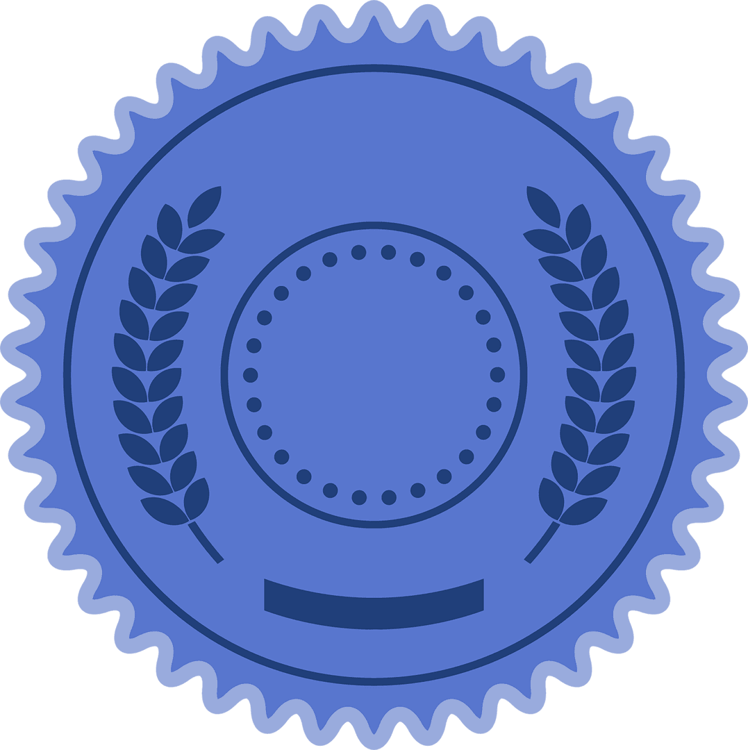 Blue Abstract Badge Illustration on Transparent Background