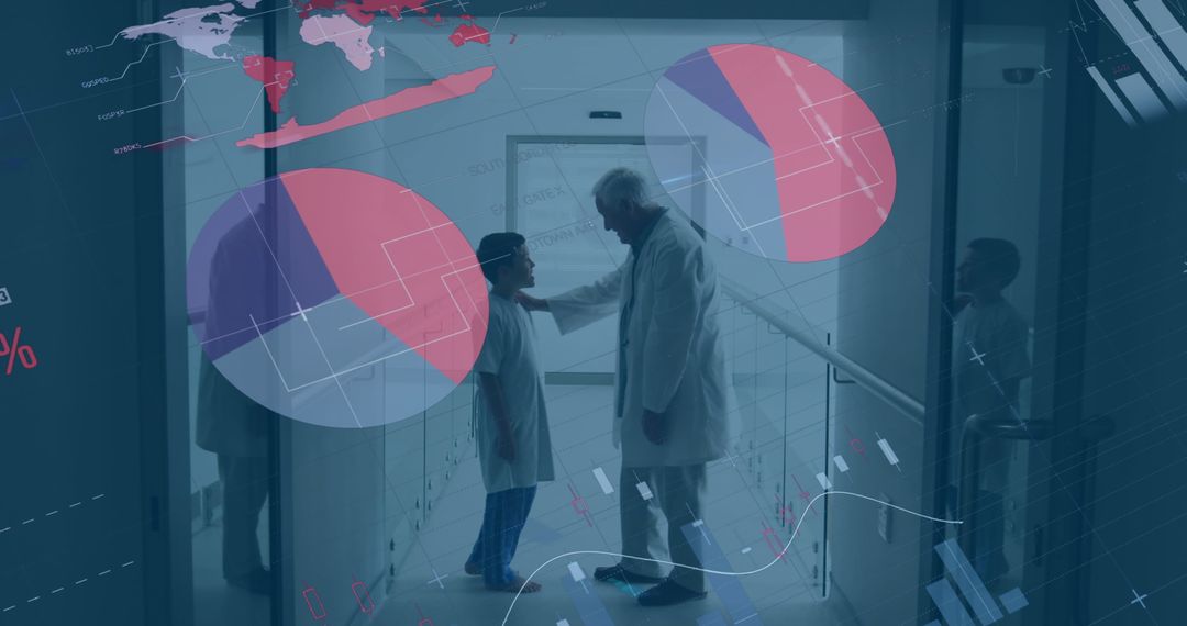 Medical Professionals Analyzing Data with Global Digital Interface