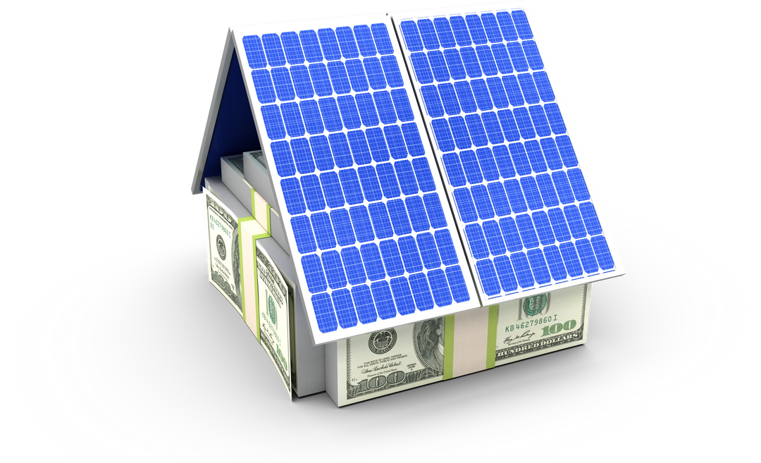 House Constructed from Dollar Bills with Transparent Solar Panels on Roof - Download Free Stock Images Pikwizard.com