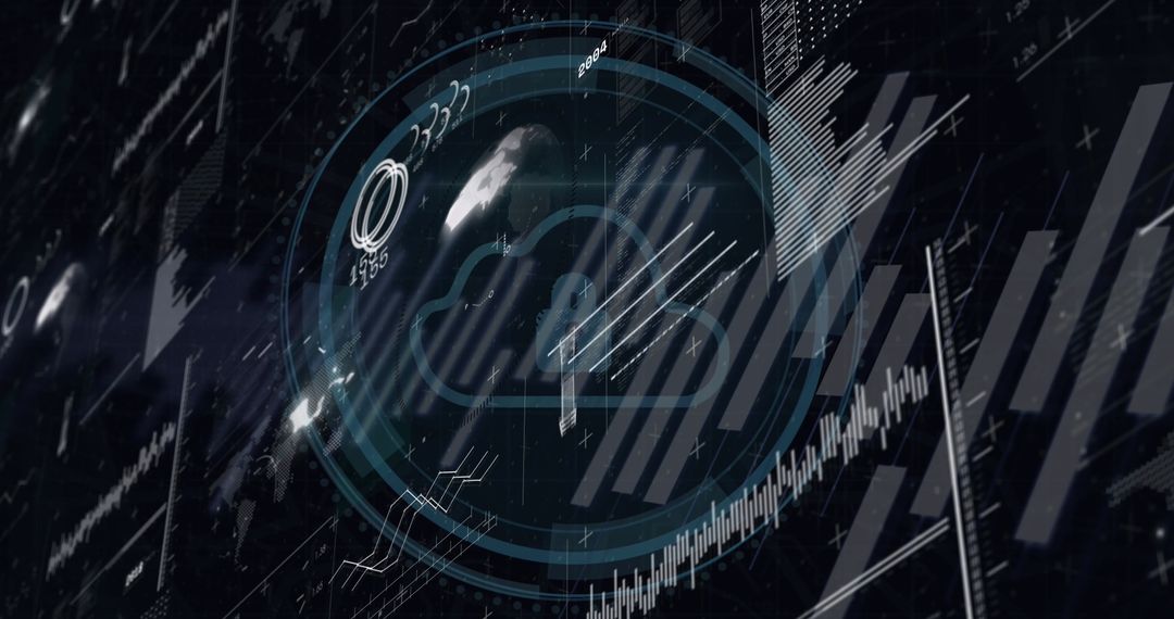 Futuristic Holographic Cloud Interface with Data Graphics