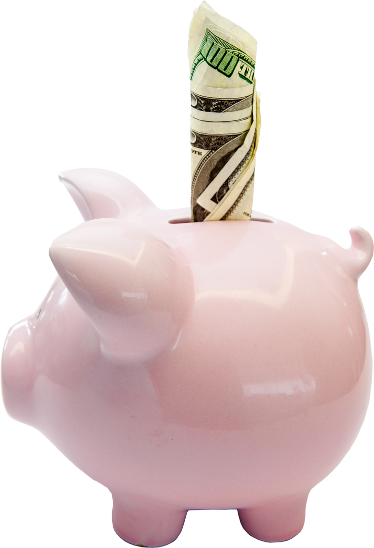 Pink Piggy Bank with Money on Transparent Background Isolated for Finance Concept - Download Free Stock Images Pikwizard.com