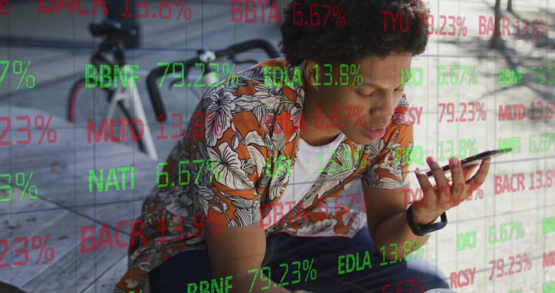 Young African American Man Analyzing Stock Market on Phone Outdoors - Free Images, Stock Photos and Pictures on Pikwizard.com