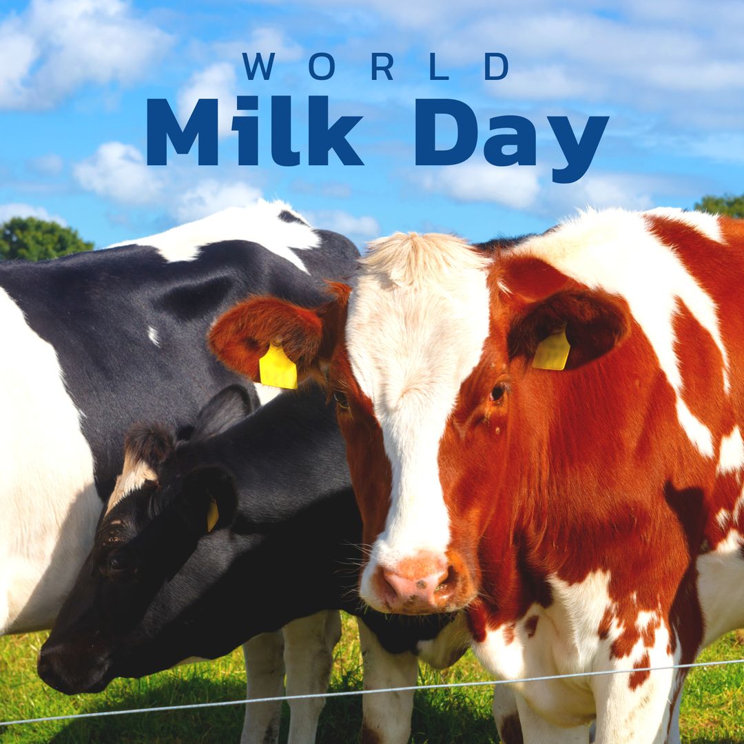Celebrating World Milk Day with Vibrant Cows in Pasture
