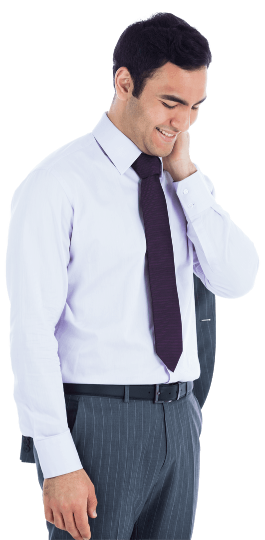 Happy Biracial Businessman in Thought Transparent